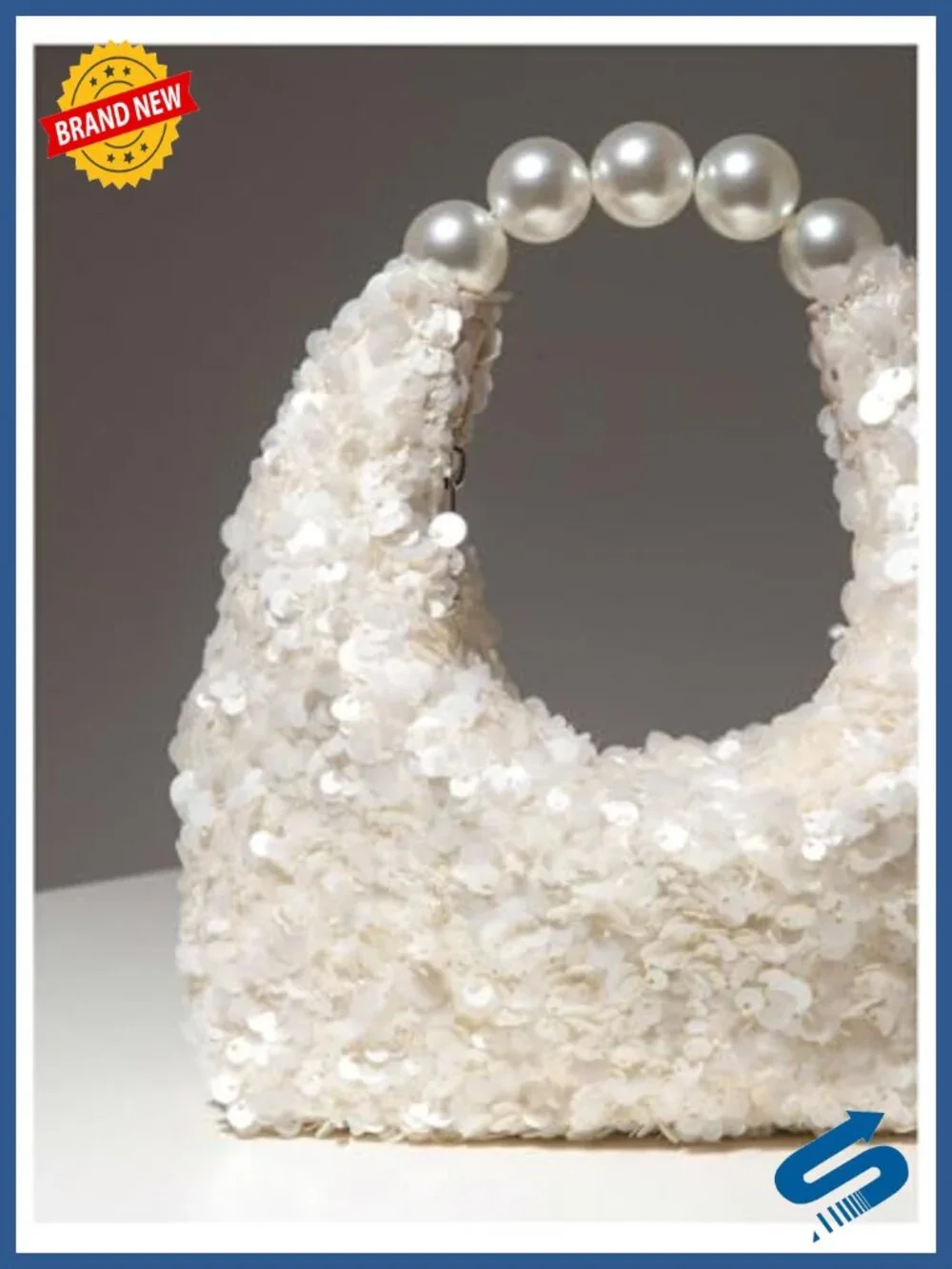 Pearl Beaded Clutch Purse Sequin Evening Bag Wedding Party Handbag